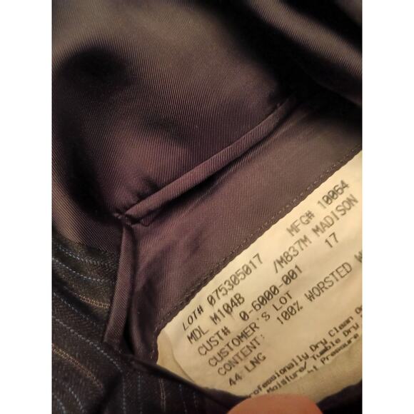 Hickey Freeman Madison 44L Blazer Black Multi-Stripe Loro Piana Super 130s Wool - Picture 10 of 10